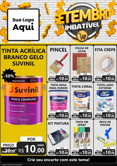 Modelo de Encarte para Encarte A4 Vertical com o tema Setembro Imbatível para Tintas e Ferramentas