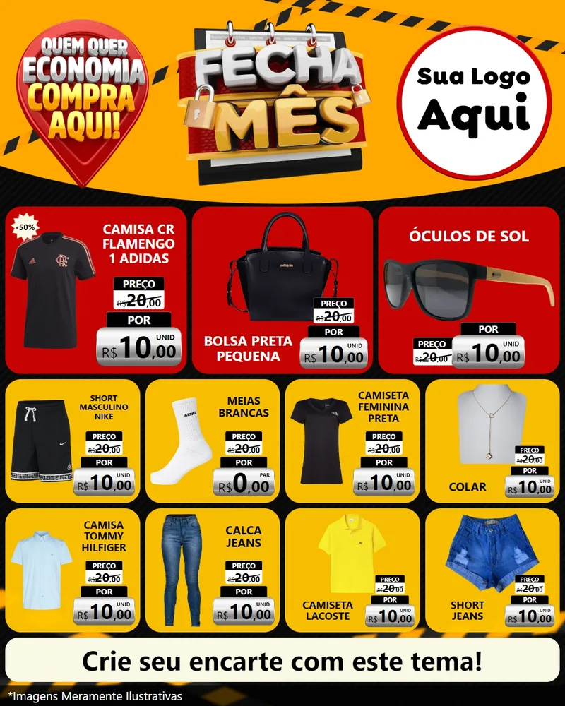 Modelo de Rede Social para Feed Instagram com o tema Fecha Mês para Roupas e acessórios