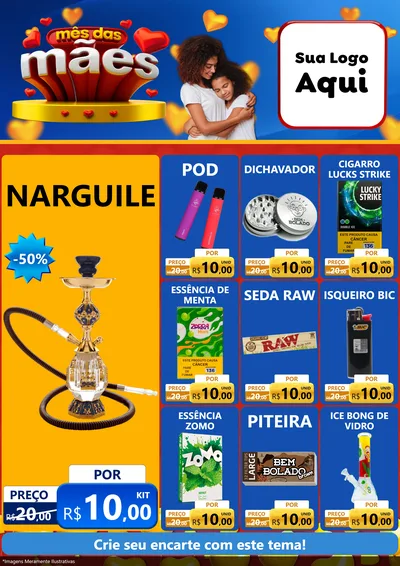 Modelo de Encarte para Encarte A4 Vertical com o tema Mês das Mães para Tabacaria