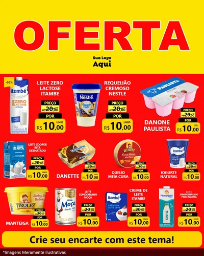 Modelo de Rede Social para Feed Instagram com o tema OFERTA - Vermelho Cartaz para Frios e Laticínios