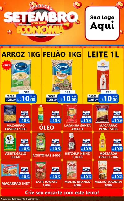 Modelo de Encarte para Encarte Grande com o tema Operação Setembro Com Muita Economia para Supermercado