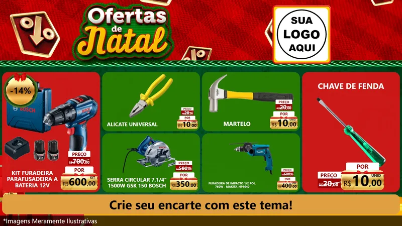 Modelo de TV para TV Horizontal com o tema Ofertas de Natal para Maquinas e Ferramentas
