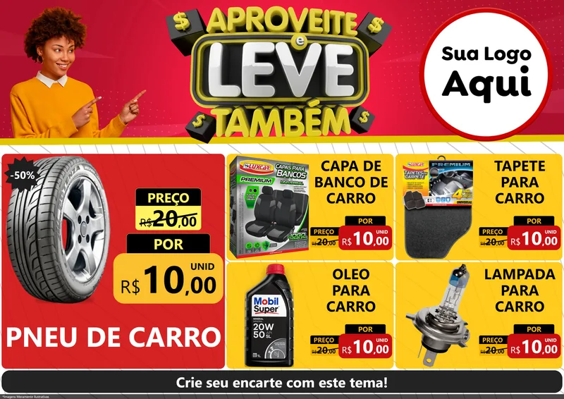 Modelo de Encarte para Encarte A4 Horizontal com o tema Aproveite e Leve Também para Auto peças
