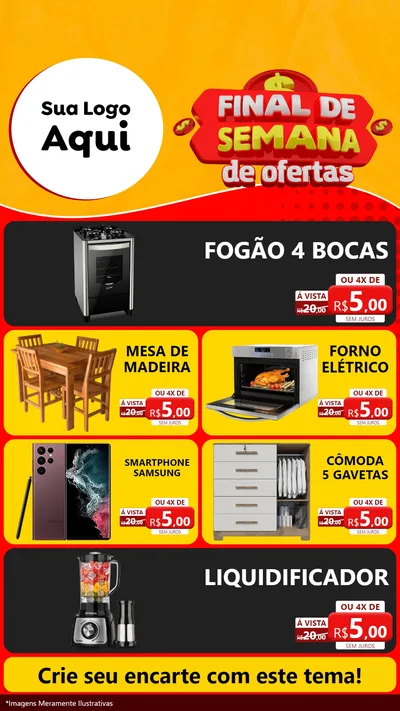 Modelo de TV para TV Vertical com o tema Final de Semana de Ofertas para Móveis e Eletro