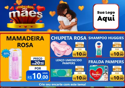Modelo de Encarte para Encarte A4 Horizontal com o tema Mês das Mães para Bebês