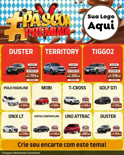 Modelo de Rede Social para Feed Instagram com o tema Páscoa Premiada para Concessionaria de Carros
