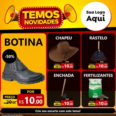 Modelo de Rede Social para Feed Facebook com o tema Temos Novidades para Agropecuária