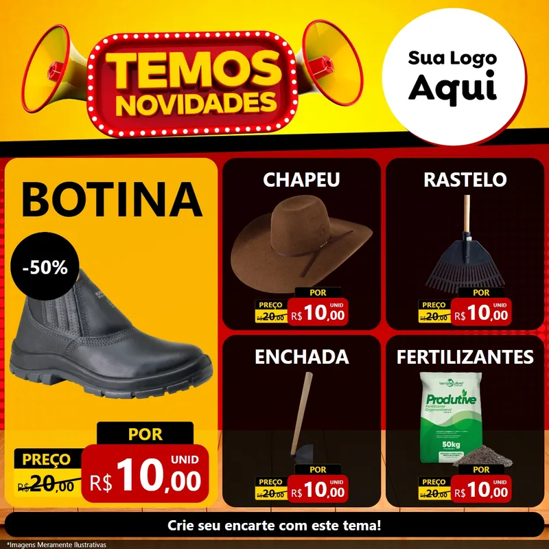 Modelo de Rede Social para Feed Facebook com o tema Temos Novidades para Agropecuária