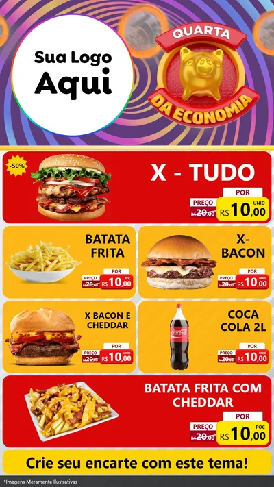 Modelo de TV para TV Vertical com o tema Quarta da Economia para Hamburgueria