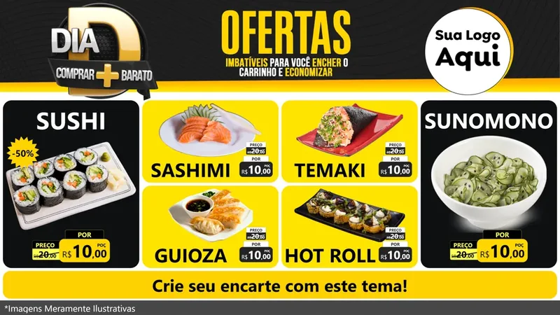 Modelo de TV para TV Horizontal com o tema Dia D Mais Economia para Comida japonesa