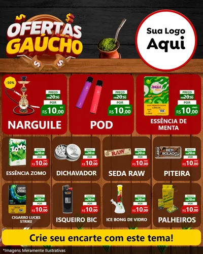 Modelo de Rede Social para Feed Instagram com o tema Ofertas Dia do Gaúcho para Tabacaria