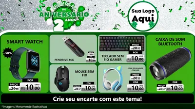 Modelo de TV para TV Horizontal com o tema Promoção de Aniversário - 2 Anos para Informática