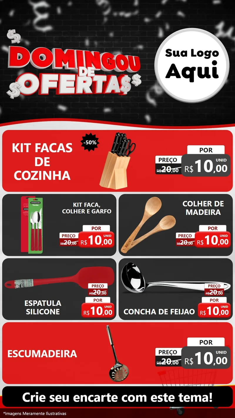Modelo de TV para TV Vertical com o tema Domingou de Ofertas para Utilidades Domésticas