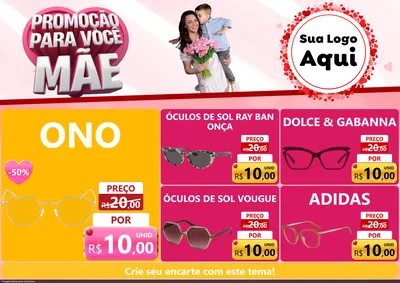Modelo de Encarte para Encarte A4 Horizontal com o tema Promoção Para Você Mãe para Óticas