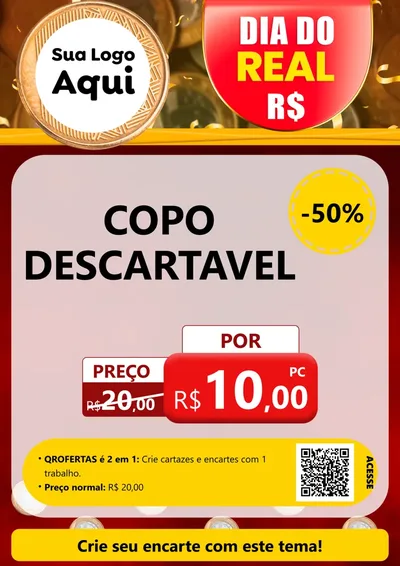 Modelo de Cartaz para Cartaz A4 Vertical com o tema Dia do Real para Embalagens