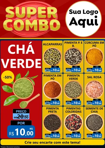 Modelo de Encarte para Encarte A4 Vertical com o tema Super Combo para Produtos Naturais