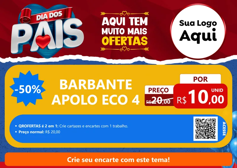 Modelo de Cartaz para Cartaz A4 Horizontal com o tema Dia dos Pais para Armarinho e Aviamentos