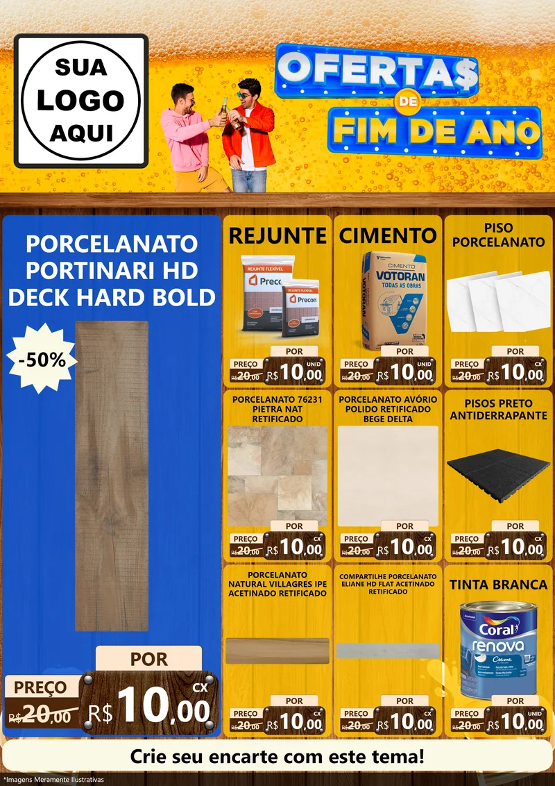 Modelo de Encarte para Encarte A4 Vertical com o tema Ofertas de Fim de Ano para Pisos e revestimentos