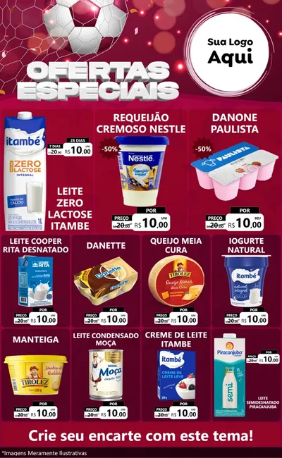 Modelo de Encarte para Encarte Grande com o tema Ofertas Especiais - Futebol para Frios e Laticínios