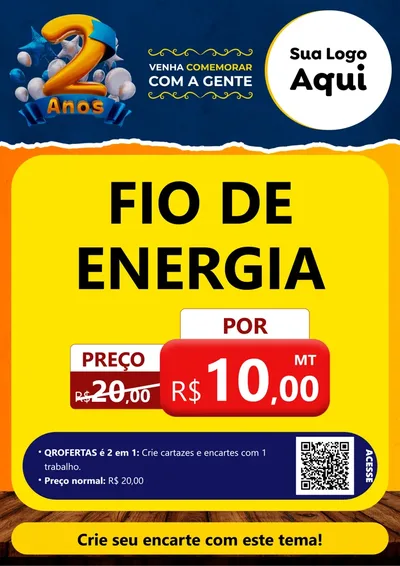 Modelo de Cartaz para Cartaz A4 Vertical com o tema Aniversário de 2 anos para Materiais Elétricos