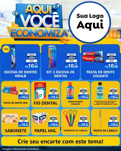 Modelo de Rede Social para Feed Instagram com o tema Aqui Você Economiza para Higiene Pessoal