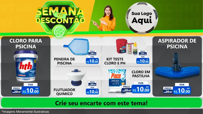 Modelo de TV para TV Horizontal com o tema Semana de Descontão - Copa para Produtos para Piscina