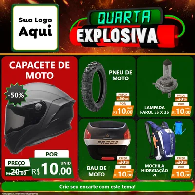 Modelo de Rede Social para Feed Facebook com o tema Quarta Explosiva para Moto peças