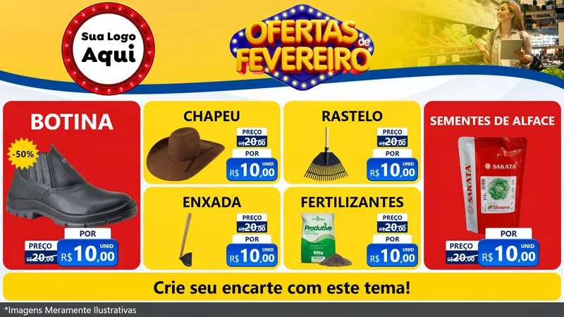 Modelo de TV para TV Horizontal com o tema Ofertas de Fevereiro para Agropecuária