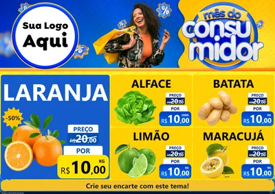 Modelo de Encarte para Encarte A4 Horizontal com o tema Mês do Consumidor para Hortifrúti