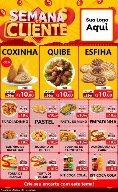 Modelo de Encarte para Encarte Grande com o tema Semana do Cliente para Salgadaria