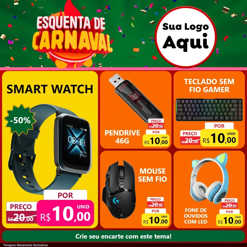 Modelo de Rede Social para Feed Facebook com o tema Esquenta de Carnaval para Informática