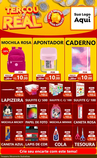 Modelo de Encarte para Encarte Grande com o tema Terçou do Real para Papelaria