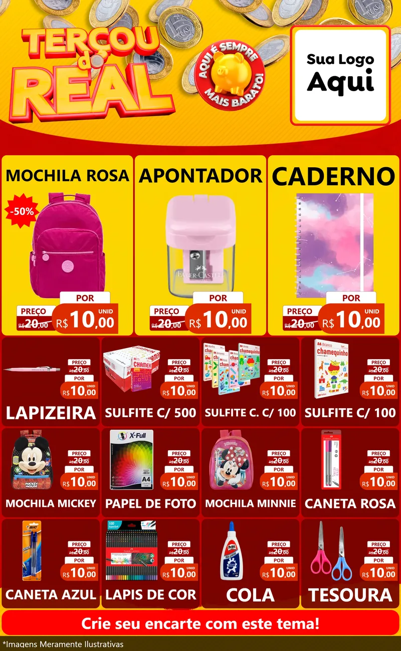 Modelo de Encarte para Encarte Grande com o tema Terçou do Real para Papelaria