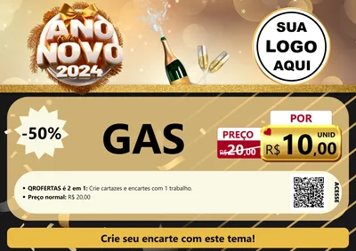 Modelo de Cartaz para Cartaz A4 Horizontal com o tema Feliz Ano Novo 2027 para Água e gás