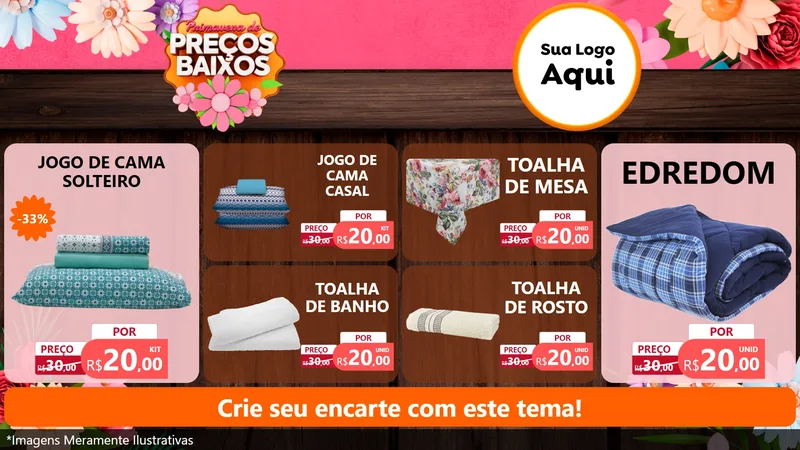 Modelo de TV para TV Horizontal com o tema Primavera de Preços Baixos para Cama, Mesa e Banho