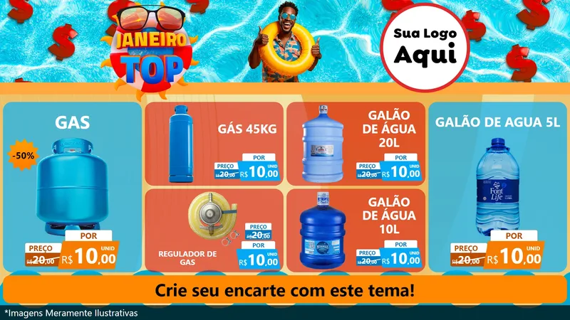 Modelo de TV para TV Horizontal com o tema Janeiro Top para Água e gás