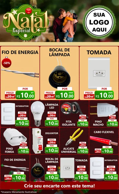 Modelo de Encarte para Encarte Grande com o tema Natal Especial para Materiais Elétricos