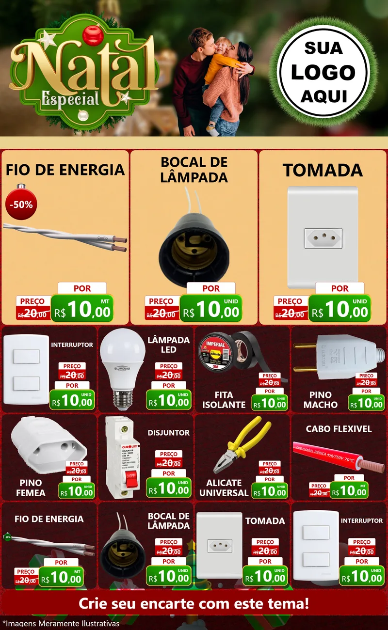 Modelo de Encarte para Encarte Grande com o tema Natal Especial para Materiais Elétricos
