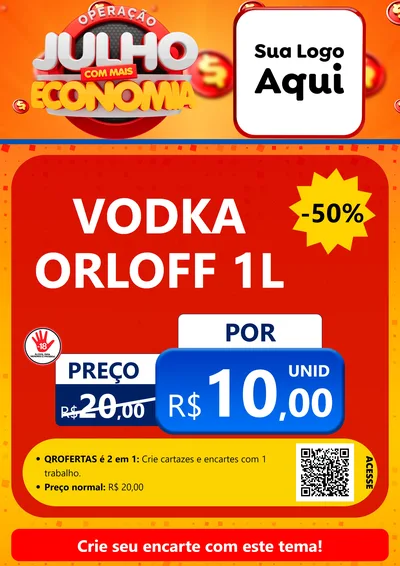 Modelo de Cartaz para Cartaz A4 Vertical com o tema Operação Julho Com Mais Economia para Distribuidora de bebidas