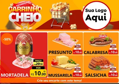 Modelo de Encarte para Encarte A4 Horizontal com o tema Promoção carrinho cheio para Frios e Laticínios