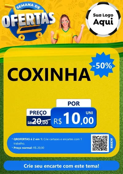 Modelo de Cartaz para Cartaz A4 Vertical com o tema Semana de Ofertas - Copa para Salgadaria