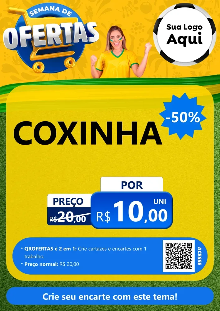 Modelo de Cartaz para Cartaz A4 Vertical com o tema Semana de Ofertas - Copa para Salgadaria