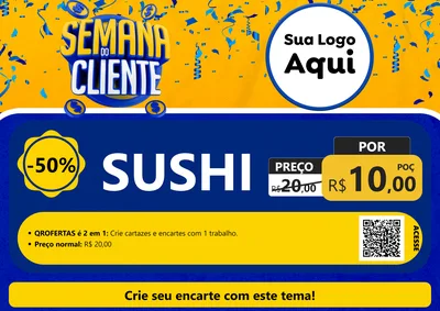 Modelo de Cartaz para Cartaz A4 Horizontal com o tema Semana do Cliente para Comida japonesa