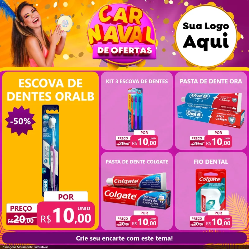 Modelo de Rede Social para Feed Facebook com o tema Carnaval de Ofertas para Higiene Pessoal