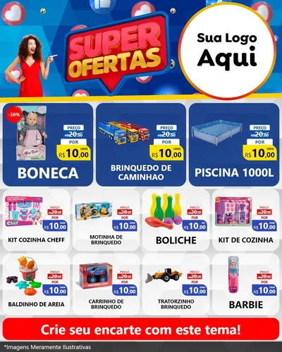 Modelo de Rede Social para Feed Instagram com o tema Super Ofertas para Brinquedos