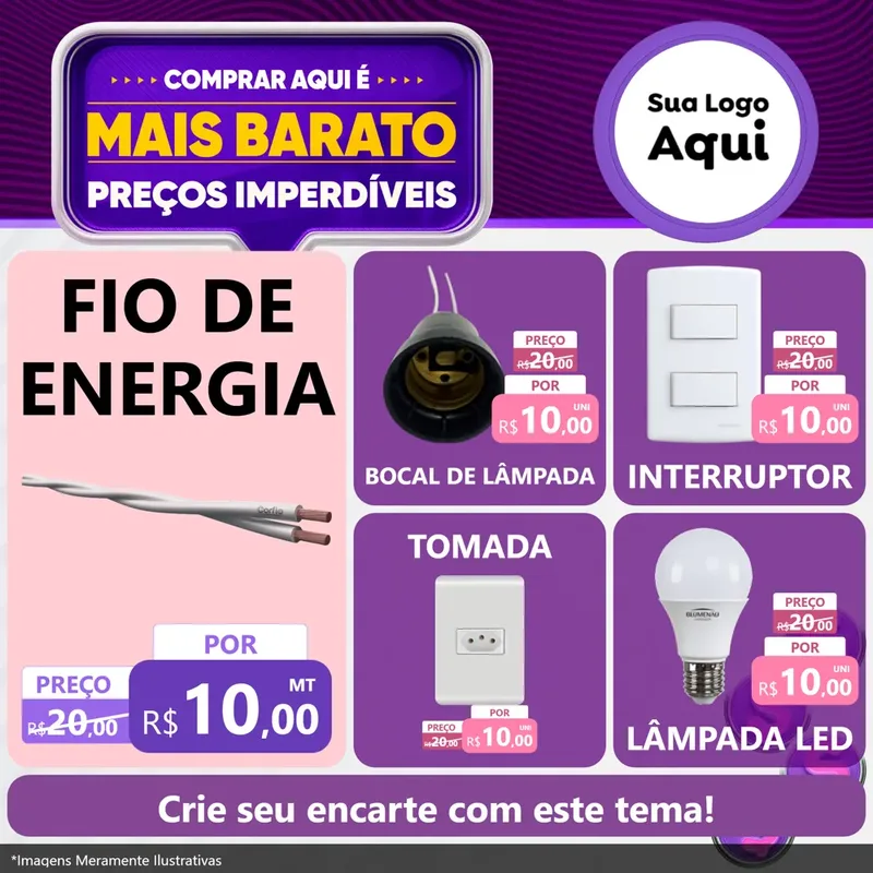 Modelo de Rede Social para Feed Facebook com o tema Mais Barato para Materiais Elétricos