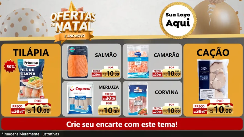 Modelo de TV para TV Horizontal com o tema Ofertas De Natal E Ano Novo para Peixaria