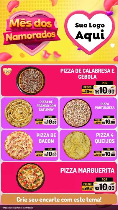 Modelo de TV para TV Vertical com o tema Mês dos Namorados para Pizzaria