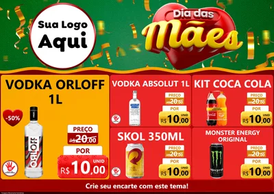 Modelo de Encarte para Encarte A4 Horizontal com o tema Dia das Mães para Distribuidora de bebidas