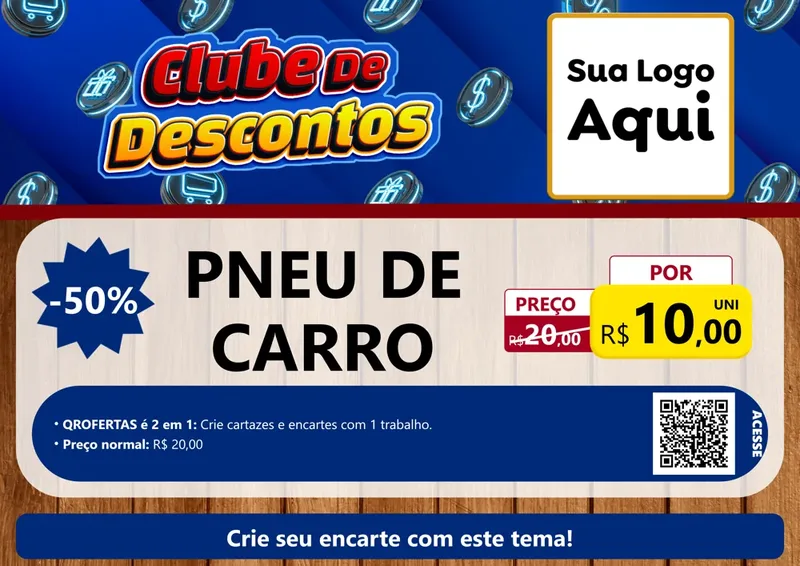 Modelo de Cartaz para Cartaz A4 Horizontal com o tema Clube de Descontos para Auto peças